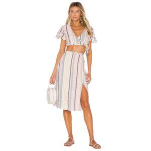 Majorelle Lydia Skirt Set Striped Multi Midi Skirt Crop Top Size Medium Sz M